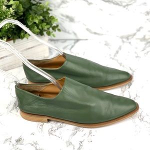 Everlane Green Leather Babu Flats Loafer Slide